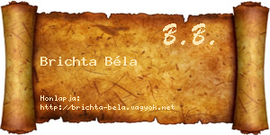 Brichta Béla névjegykártya